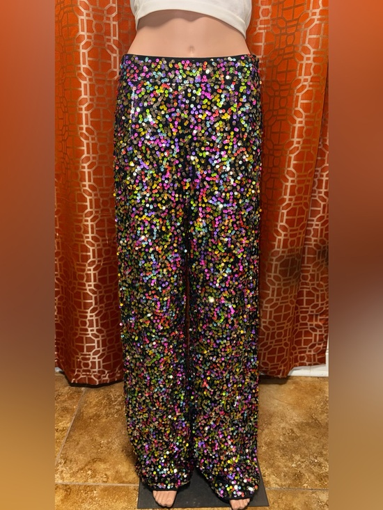 Nasty Gal Pants - NWT Nasty Gal Rainbow Sequin Wide Leg Trousers Size 6